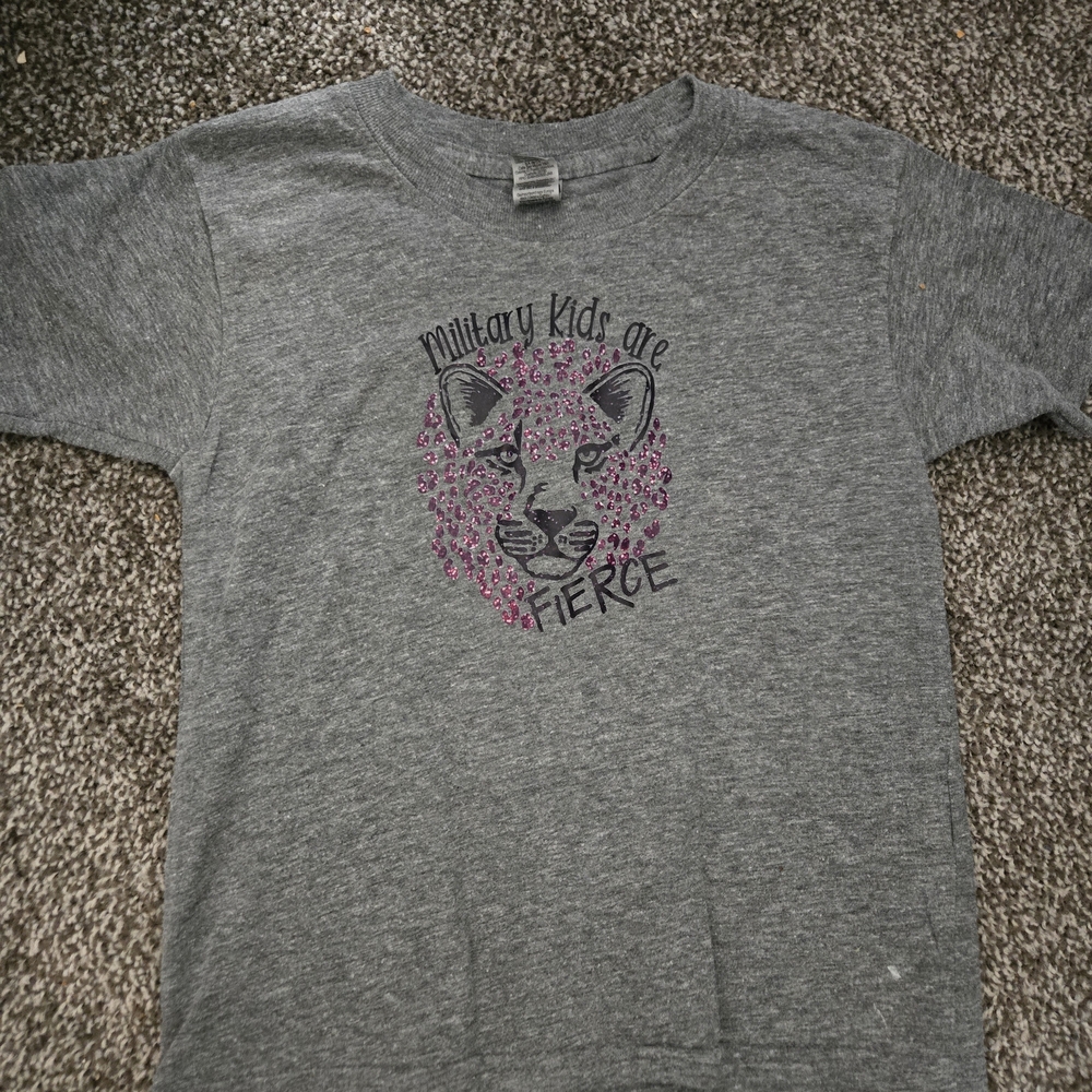 Gildan Gray Kids' T-Shirt with Fierce Leopard Design